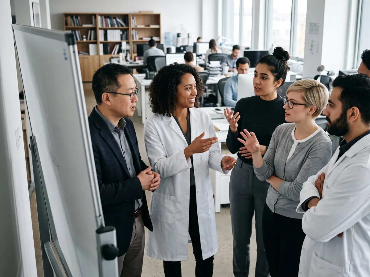 A research team in discussion