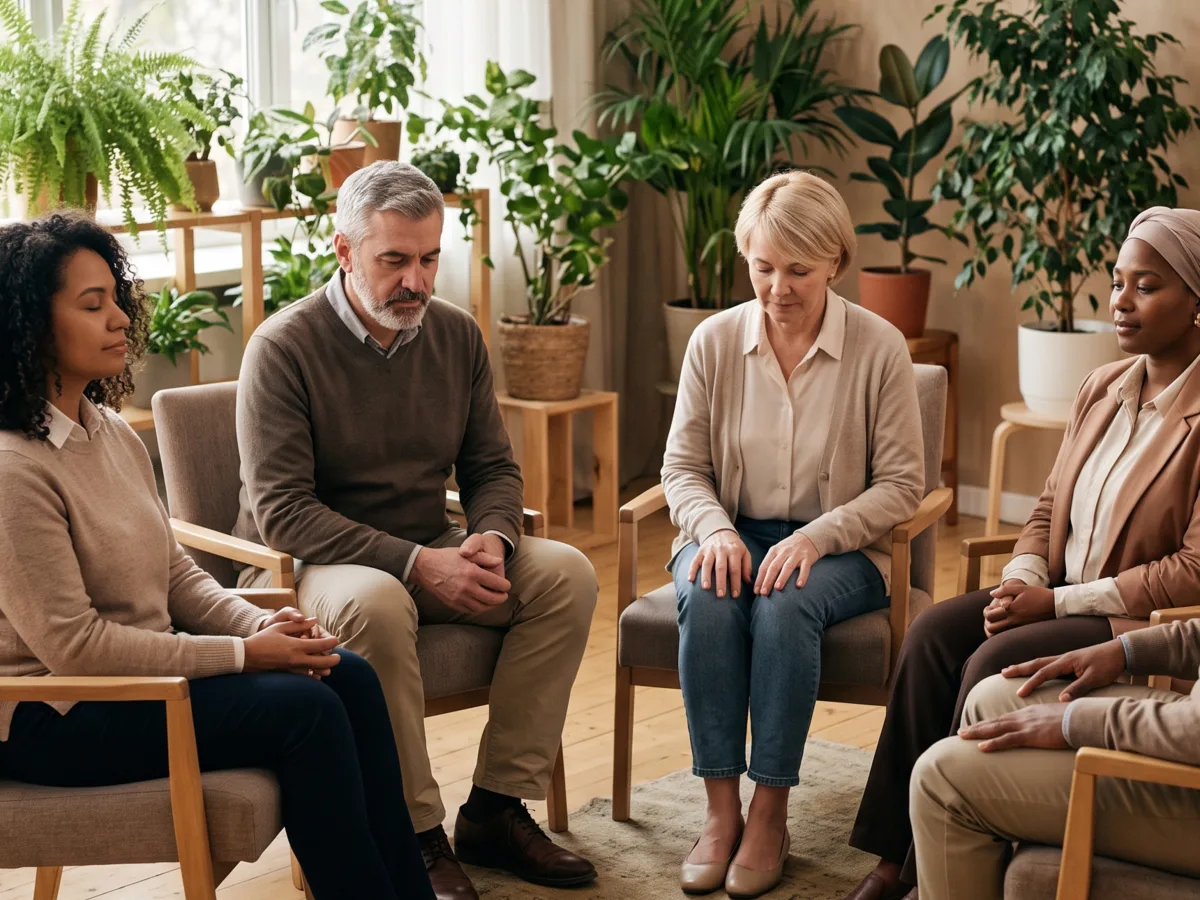 Managers in a mindfulness and wellbeing session